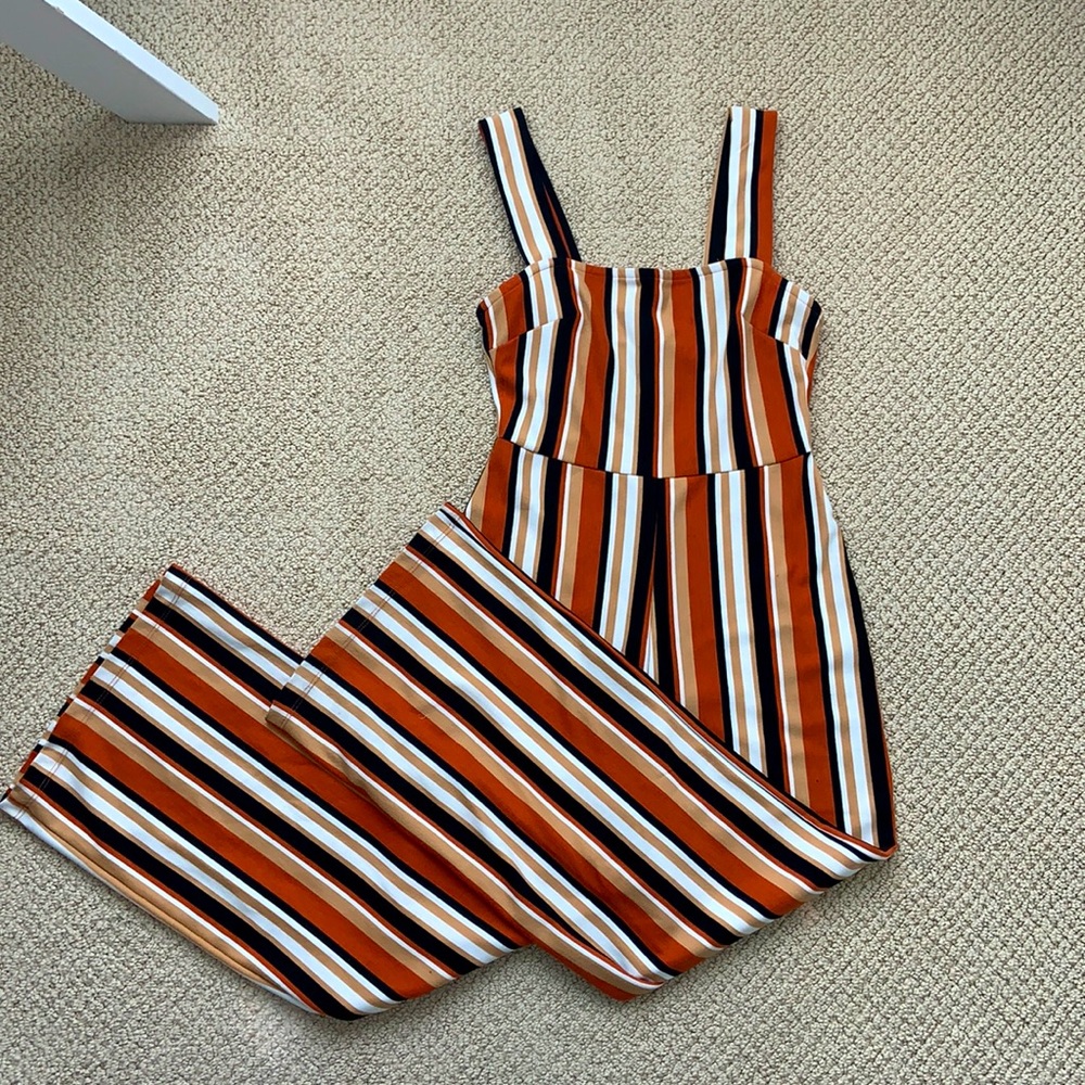 Urban Outfitters orange striped jumpsuit